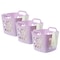 Basicwise Flexible Plastic Carry Laundry Basket Holder Square Storage Hamper w/Side Handles, Purple Set of 3 QI003857.PUR.3 - alternate 1